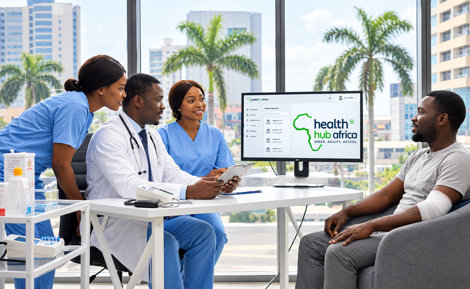 Health-Hub Africa medical team reviewing patient care and records